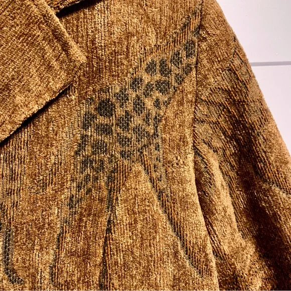 Painted Pony Cropped Blazer Jacket Women Sz M Tapestry Artsy Giraffe Safari Boho - Picture 3 of 14